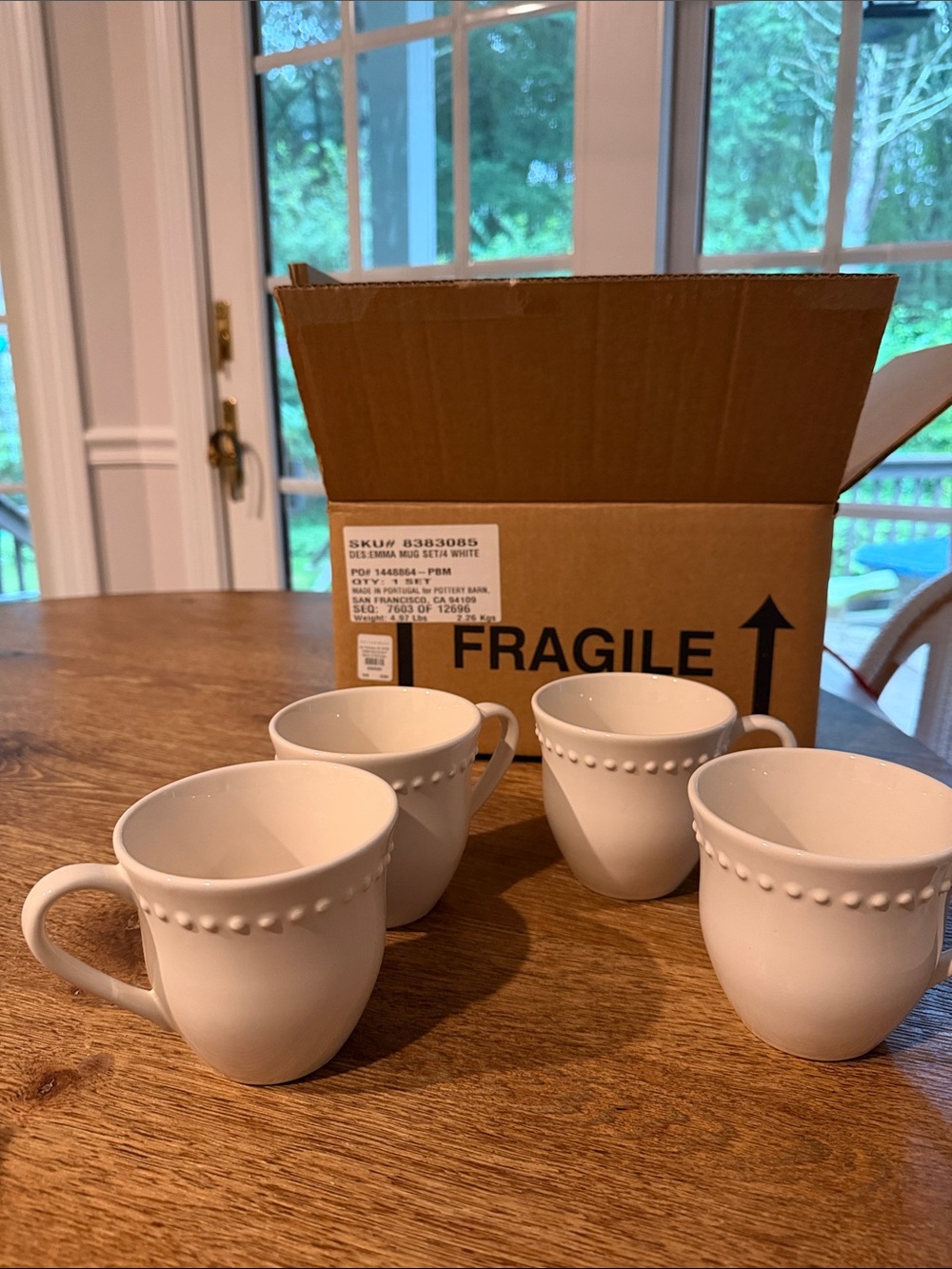 Pottery Barn White Emma Mug Set of 4